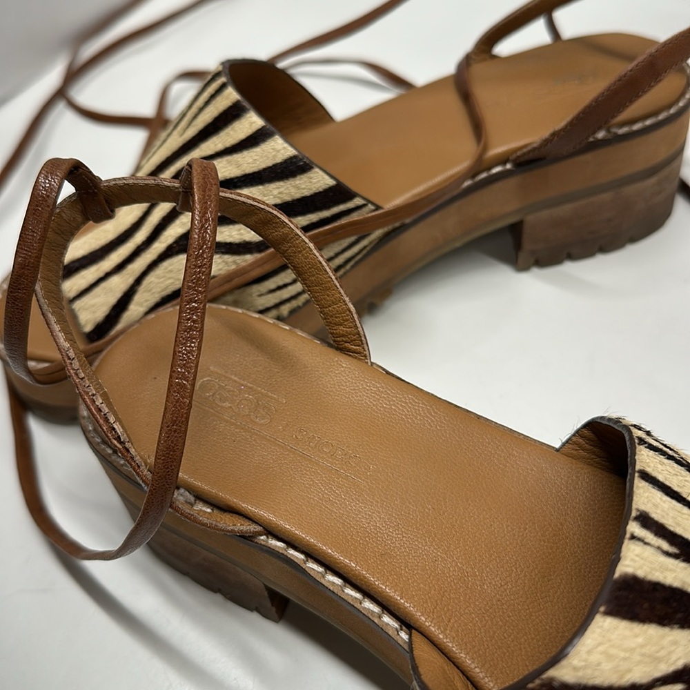 ASOS Cream and Brown Sandals with Chunky Platform - Picture 6 of 10